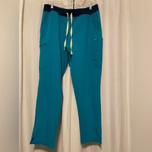 Figs Teal and Navy Straight Leg Pants